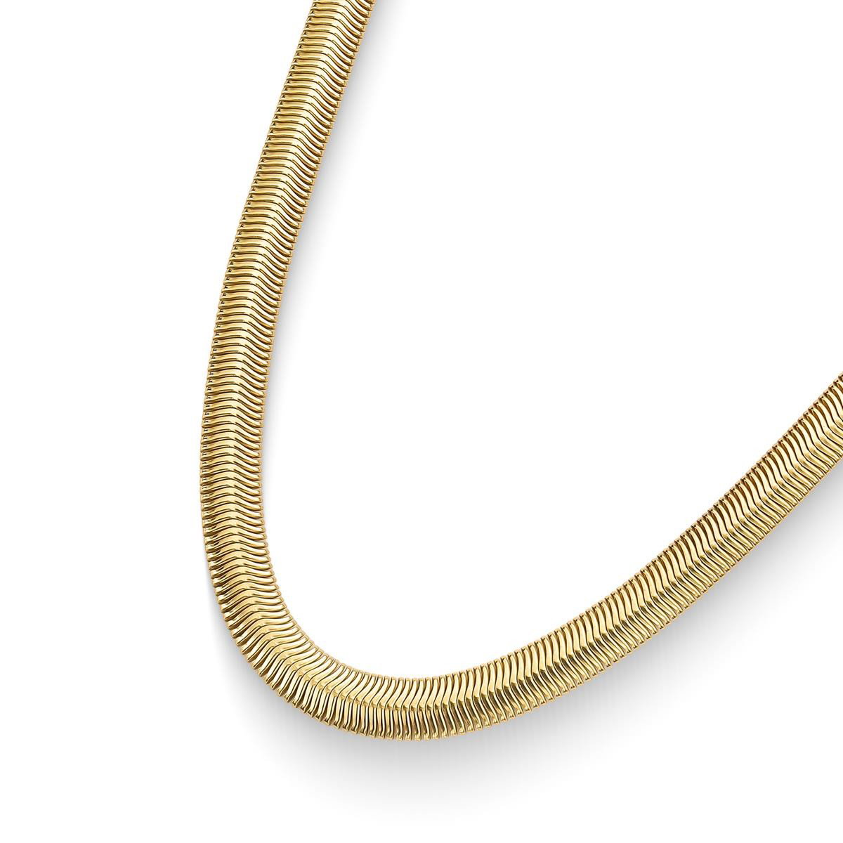CORRENTE FOLHEADO A OURO SNAKE OVALADA GROSSA 8.0 DE 43CM+7CM DE EXTENSOR.