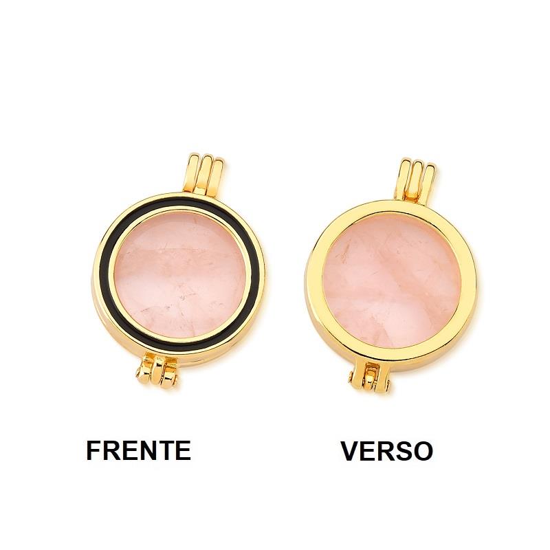 COMBO RELICÁRIO FOLHEADO A OURO COM ESMALTE PRETO