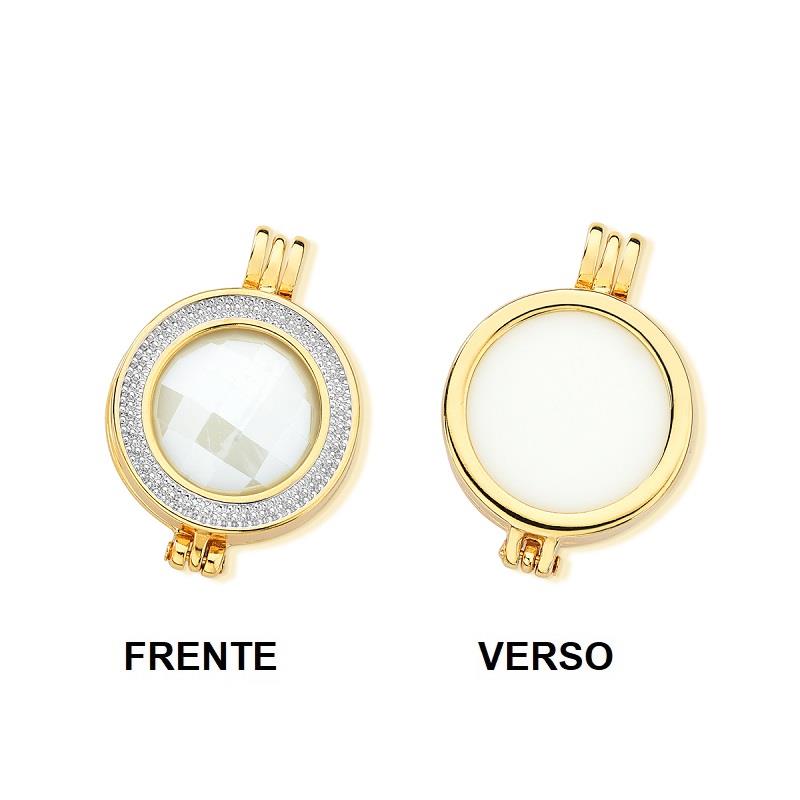 COMBO FOLHEADO A OURO E RÓDIO BRANCO COM EFEITO PEROLADO