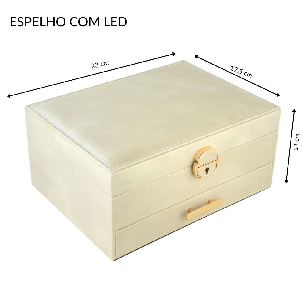 MALETA MÉDIA COM LED E GAVETA 11X17,5X23CM 