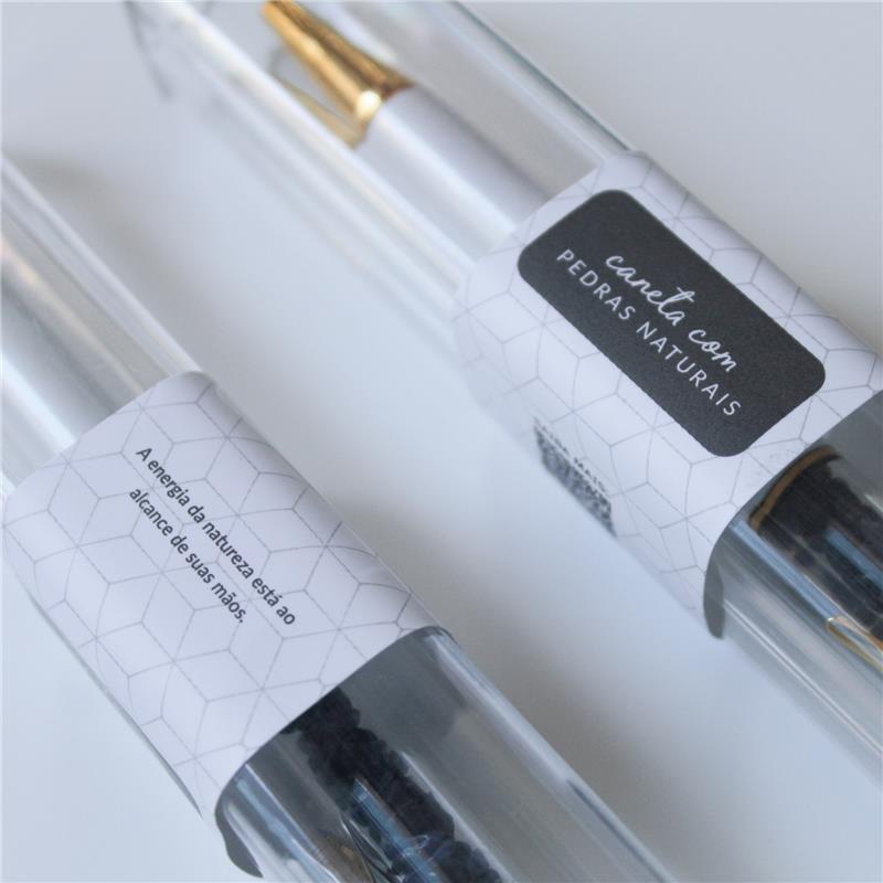 CANETA DOURADA COM PEDRAS NATURAIS - VERDE