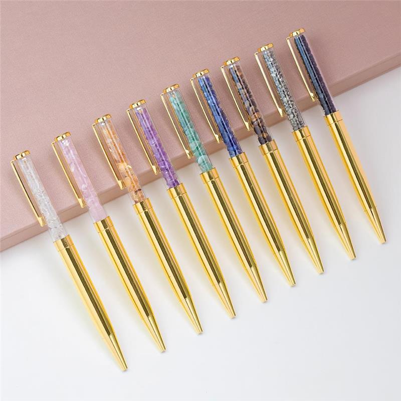 CANETA COM PEDRAS NATURAIS 