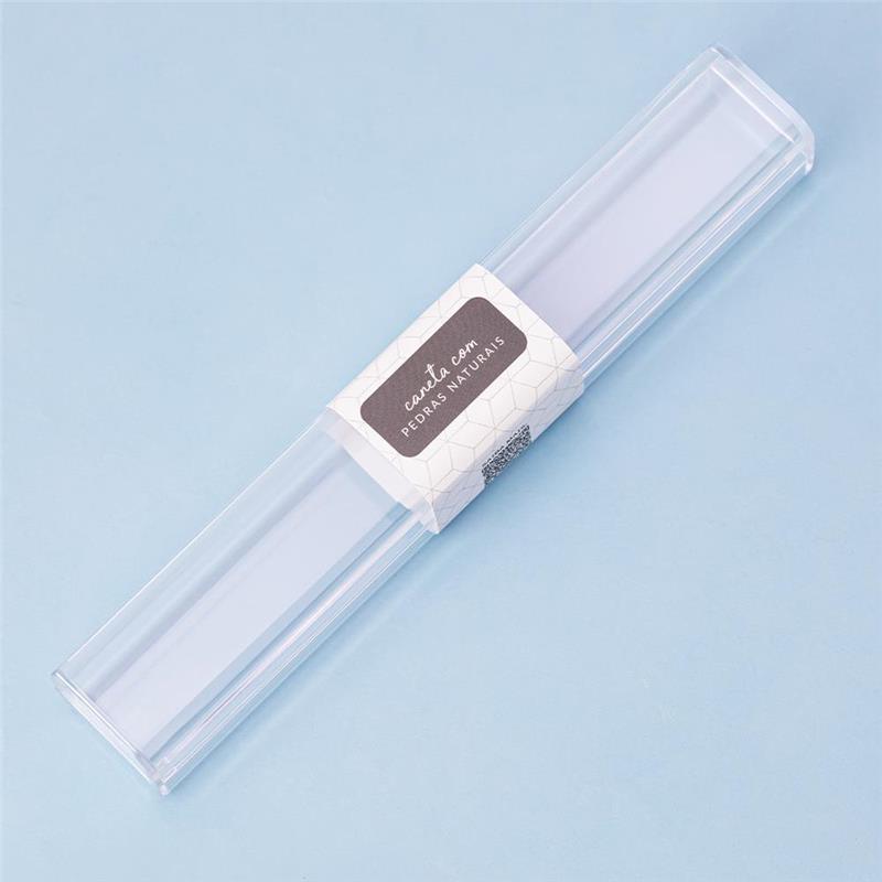 CANETA CROMADA COM PEDRAS NATURAIS - PRETA