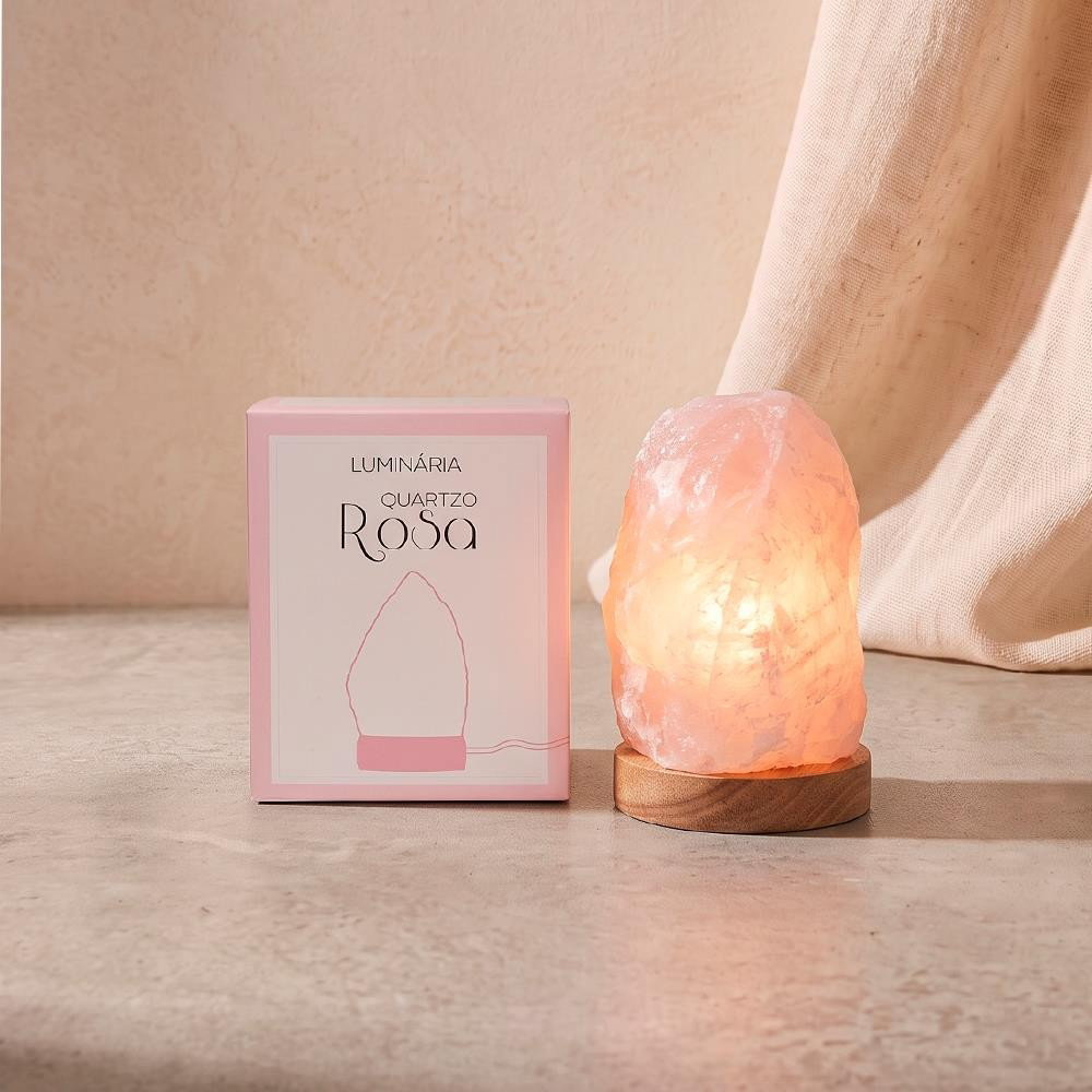 LUMINÁRIA GRANDE LUZ BRANCA - QUARTZO ROSA