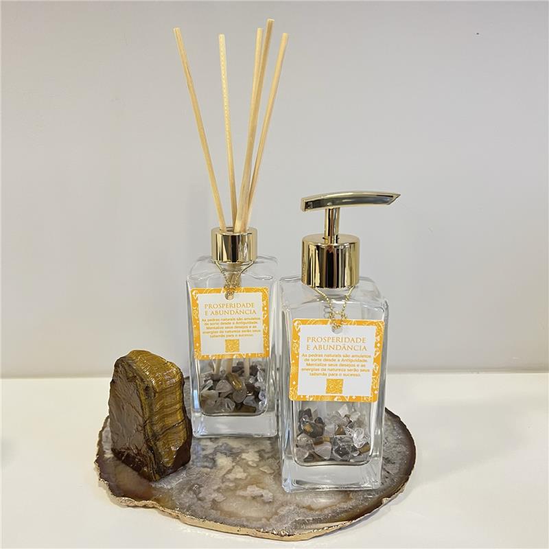 DIFUSOR DE AMBIENTE FOLHEADO A OURO - PROSPERIDADE E ABUNDÂNCIA