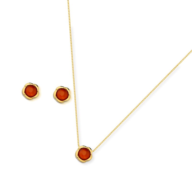 CONJUNTO FOLHEADO A OURO